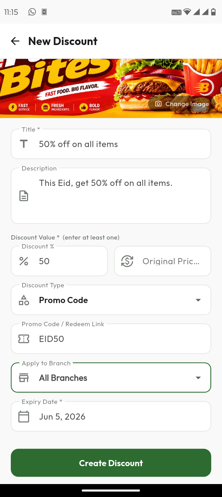 CHHAR vendor Discount Management tab