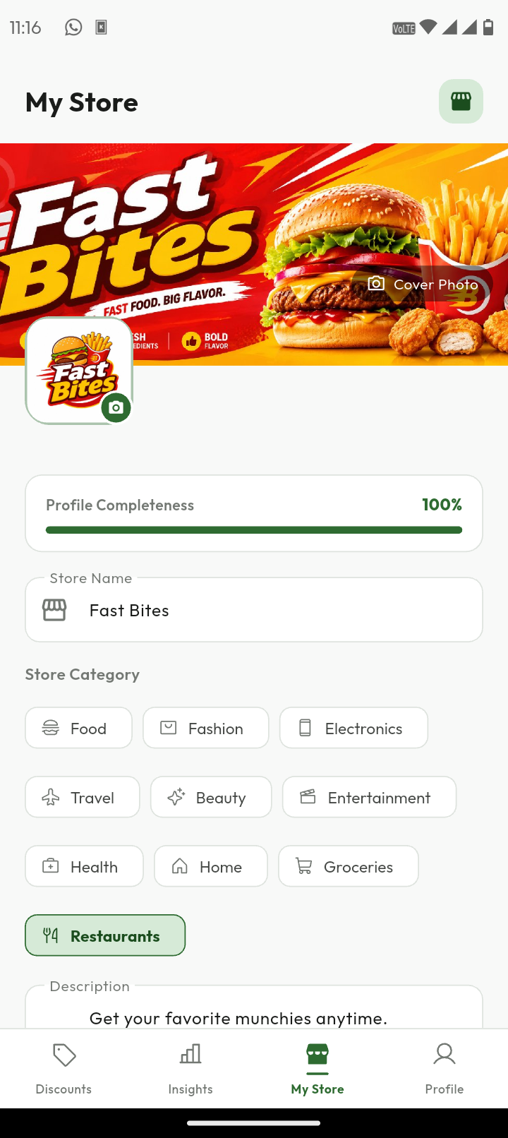 CHHAR vendor My Store tab — store profile as customers see it
